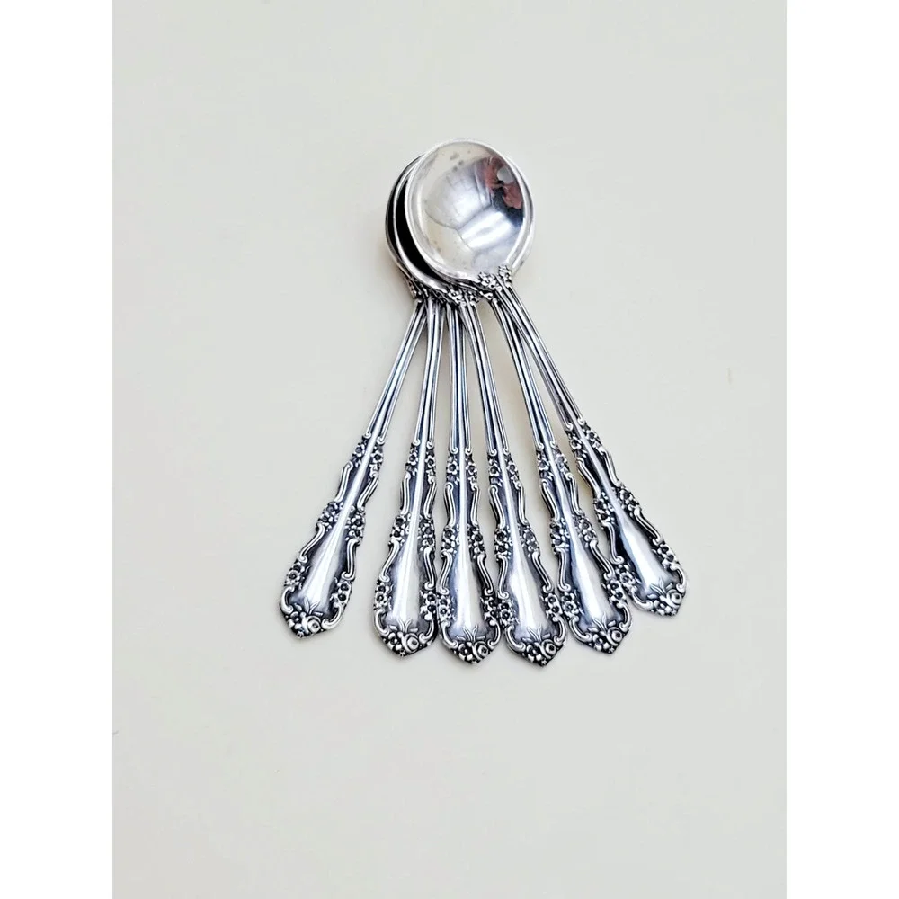 Rare Simpson Hall Miller Company Sterling Salt Spoon Set of 6 Spoons Descontinue